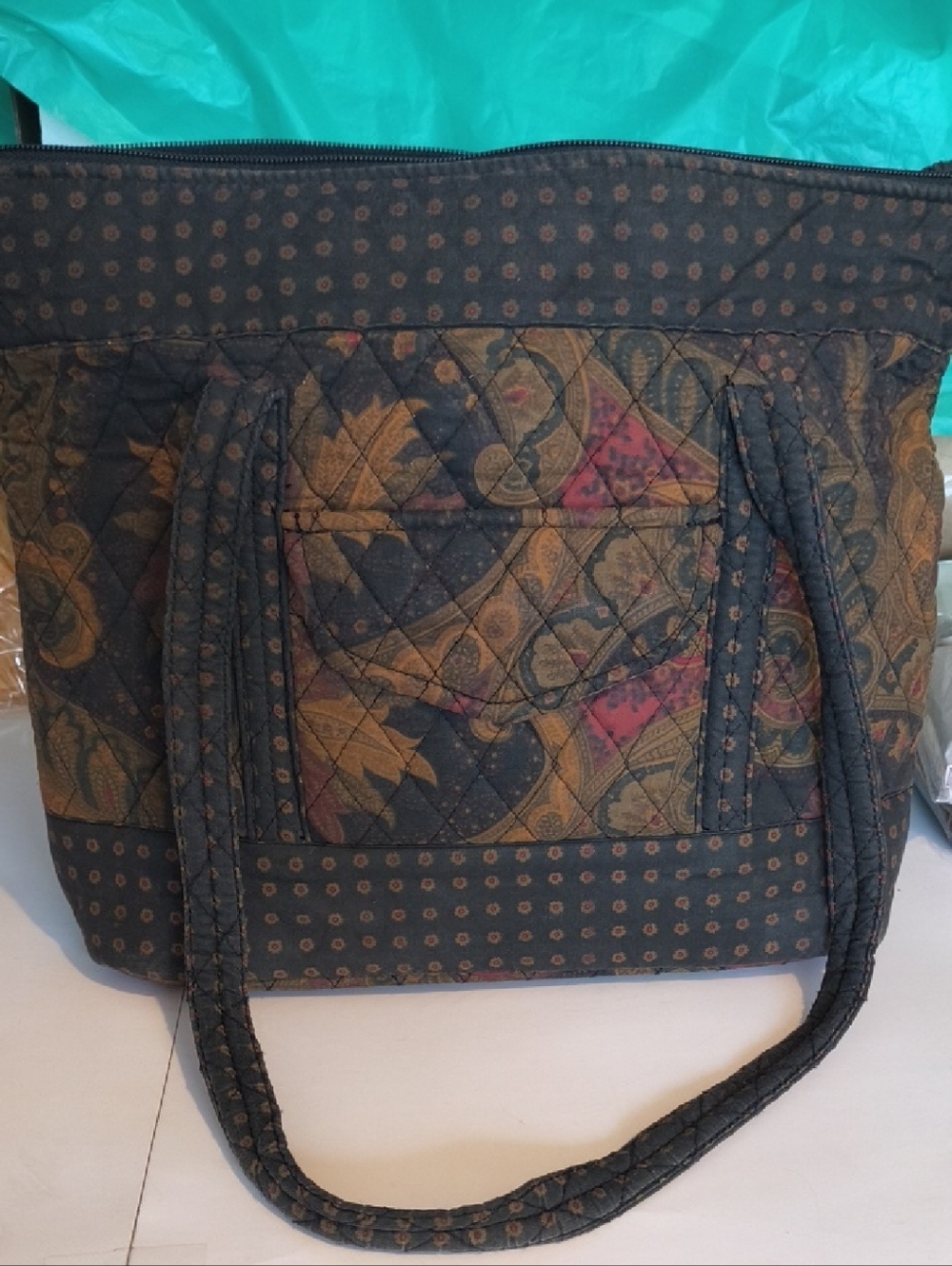Misty Harbor Signature Quilted Patchwork Tote Bag in Brown Paisley